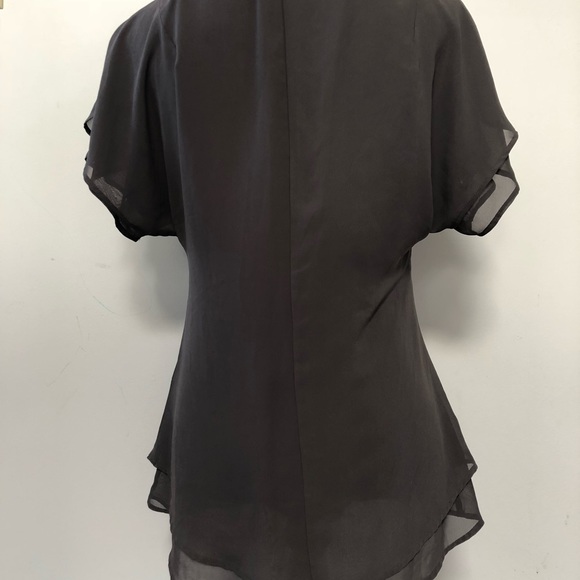 Vivienne Tam grey ruffle blouse designer chiffon semi sheer grey colour - Picture 3 of 8